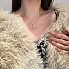 Round Ring 925 Sterling Silver Micro Pave Cubic Zirconia Pendant Necklaces for Women NJEW-F338-07G-1