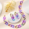 Acrylic Oval Link Chain Pendant Necklaces & Stud Dangle Earrings Sets FS-WG6428C-01-4