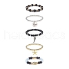 5Pcs 5 Style Natural Lava Rock & Natural Quartz & Synthetic Hematite Stretch Bracelets Set BJEW-JB08739-1