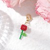 Mother's Day Carnation Glass Seed Beads & Acrylic Dendant ecorations HJEW-MZ00228-04-1