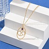 304 Stainless Steel Cubic Zirconia Twelve Constellations Runes Pendant Cable Chain Necklaces for Women NJEW-B121-02G-04-2