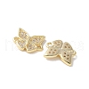 Brass Micro Pave Clear Cubic Zirconia Butterfly Connector Charms KK-Q031-04G-2