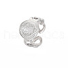 304 Stainless Steel Flat Round with Jesus Wide Open Cuff Ring for Women RJEW-S405-184P-3