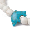 Natural Howlite & Synthetic Turquoise Dolphin Beaded Stretch Bracelets BJEW-JB09826-02-3