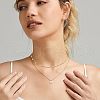 2Pcs Brass & Plastic Imitation Pearl Round Beaded Double Layer Pendant Necklaces for Women FS-WG9B395-02-1