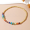 Bohemian & Chakra Style Natural Purple Garnet & Red Garnet & Malaysia Jade & Lapis Lazuli Beaded Stretch Bracelets for Women UH7112-2
