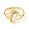 Clear Cubic Zirconia Initial Letter with Crown Adjustable Ring RJEW-M139-17V-2