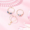 3Pcs Copper Wire Wrapped Natural Apatite Faceted Round Bead Finger Rings for Women RJEW-JR00888-01-2