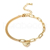 Heart Brass Link Bracelets BJEW-P342-02G-1