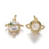 Brass Micro Pave Clear Cubic Zirconia Charms ZIRC-A011-41G-2