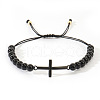 Natural Black Onyx Round Bead Braided Bead Bracelets FL7803-4-2