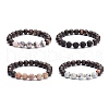Natural Plum Blossom Jade & Mixed Stone Round Beads Stretch Bracelet BJEW-JB07225-1