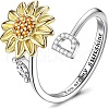 Adjustable Brass Rhinestone Rotating Cuff Rings FS-WG5B177-04-1