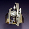 Horse Eye & Flat Round & Triangle Alloy with Crystal Rhinestone Finger Rings FS-WG6BE3E-04-1