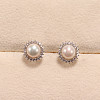 Mother's Day Jewellery Flower Brass Micro Pave Clear Cubic Zirconia Stud Earrings WG8FE37-02-1