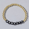 Stylish Brass & Acrylic Word Beaded Stretch Bracelets Trendy for Unique Look QS6453-1-1