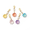 Flower Alloy Enamel Pendant Decoration X1-HJEW-JM00778-1