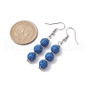 Dyed Nature Lava Rock Round Beaded Dangle Earrings for Women EJEW-JE05636-05-3