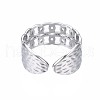 Non-Tarnish 304 Stainless Steel Curb Chain Open Cuff Ring RJEW-T023-16P-2
