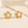 Elegant Brass Flower Stud Earrings KZ7872-2