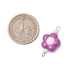 Two Tone Opaque Acrylic & Glass Pearl Flower Connector Charms PALLOY-JF03484-02-2