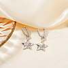 Minimalist Brass Clear Cubic Zirconia Star Hoop Earrings GV3935-2-2