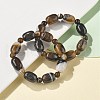 Natural Banded Agate Bead Stretch Bracelets G-P570-01M-3