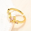 Brass Micro Pave Cubic Zirconia Cuff Rings for Women RJEW-H247-05G-1