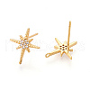 Brass Micro Pave Cubic Zirconia Stud Earring Findings KK-N263-23G-2