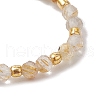 Natural Gold Rutilated Quartz Beaded Stretch Rings for Women RJEW-JR00868-11-4
