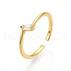 Mother's Day Rings Brass Micro Pave Clear Cubic Zirconia Cuff Rings for Women KK-T070-115-1