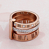 Roman Numerals 304 Stainless Steel & Crystal Rhinestone Finger Rings FS-WGD9A22-52-1
