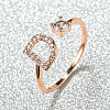 Brass Micro Pave Cubic Zirconia Cuff Rings for Women FS-WGA4C54-04-1
