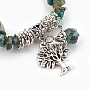 Natural Mixed Stone Beads Charm Bracelets BJEW-JB03960-3