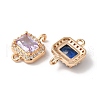 Brass Micro Pave Clear Cubic Zirconia Rectangle Links Connector Charms KK-C062-026G-2