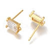 Brass Clear Cubic Zirconia Stud Earrings Finding for Women EJEW-B107-15G-2