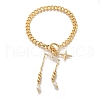 Star Brass Micro Pave Clear Cubic Zirconia Card Paper Chain Bracelets For Women BJEW-L696-032G-1