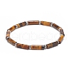 Natural Tiger Eye Column Beaded Stretch Bracelet BJEW-JB08989-04-1