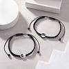 2Pcs 2 Color Acrylic Yin Yang Braided Bead Bracelets Set BJEW-JB09406-5