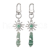 Copper Wire Wrapped Natural Green Aventurine Pointed Bullet Pendant Decorations HJEW-JM03104-01-1