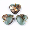 Assembled Bronzite and Aqua Terra Jasper Pendants G-T111-04B-1