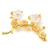 Peach Blossom Flower Natural Dyed White Shell Brooches for Women JEWB-E031-03G-01-1