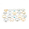 19 Styles Alloy & Resin Cuff Rings/Finger Rings Sets for Women FS-WGA4364-01-5