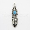 Vintage Men's 304 Stainless Steel Big Feather Big Pendants STAS-O044-19-1