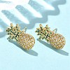 Pineapple Brass Micro Pave Cubic Zirconia Stud Earrings EJEW-A132-09G-3