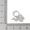 Brass Micro Pave Clear Cubic Zirconia Dragon European Dangle Charms KK-U052-38P-3