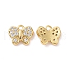 Butterfly Brass Micro Pave Clear Cubic Zirconia Charms KK-G435-23G-1