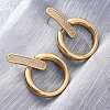 Brass Micro Pave Clear Cubic Zirconia Ring Dangle Stud Earrings EJEW-F374-01G-4