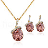 Teardrop Alloy & Rhinestone & Glass Pendant Necklace & Stud Earring Sets FS-WGD5ABC-02-3