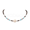 Summer Beach Synthetic Turquoise & Natural Coconut Beaded Neklaces NJEW-JN05208-02-2